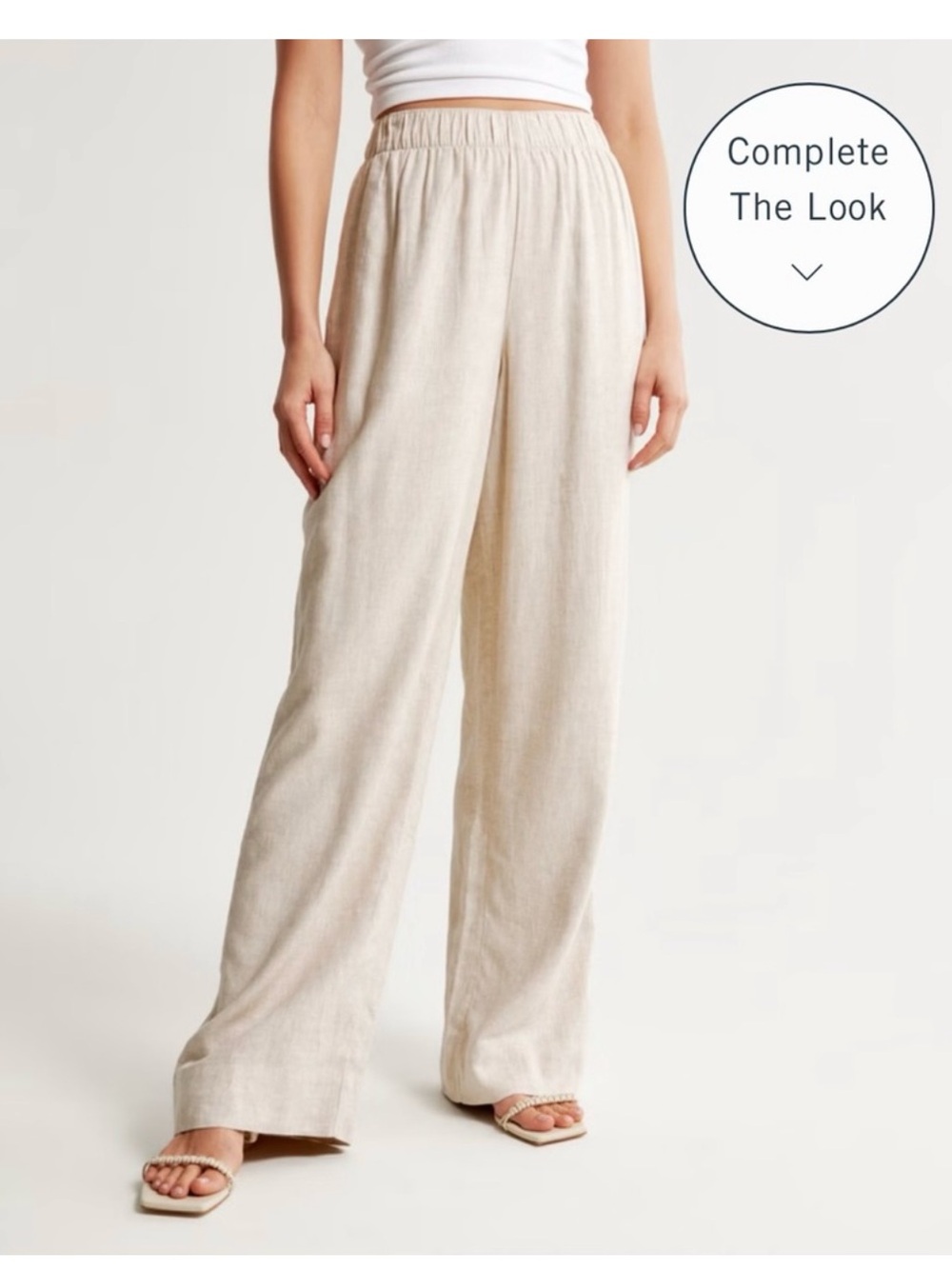 Abercrombie & Fitch Wide-Leg Linen-Blend Pants — Beige